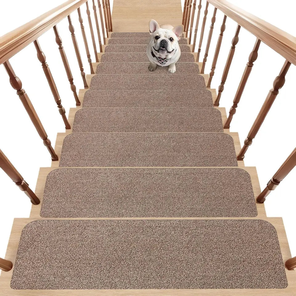 15pcs Beige Plain Non-Slip Stair Treads