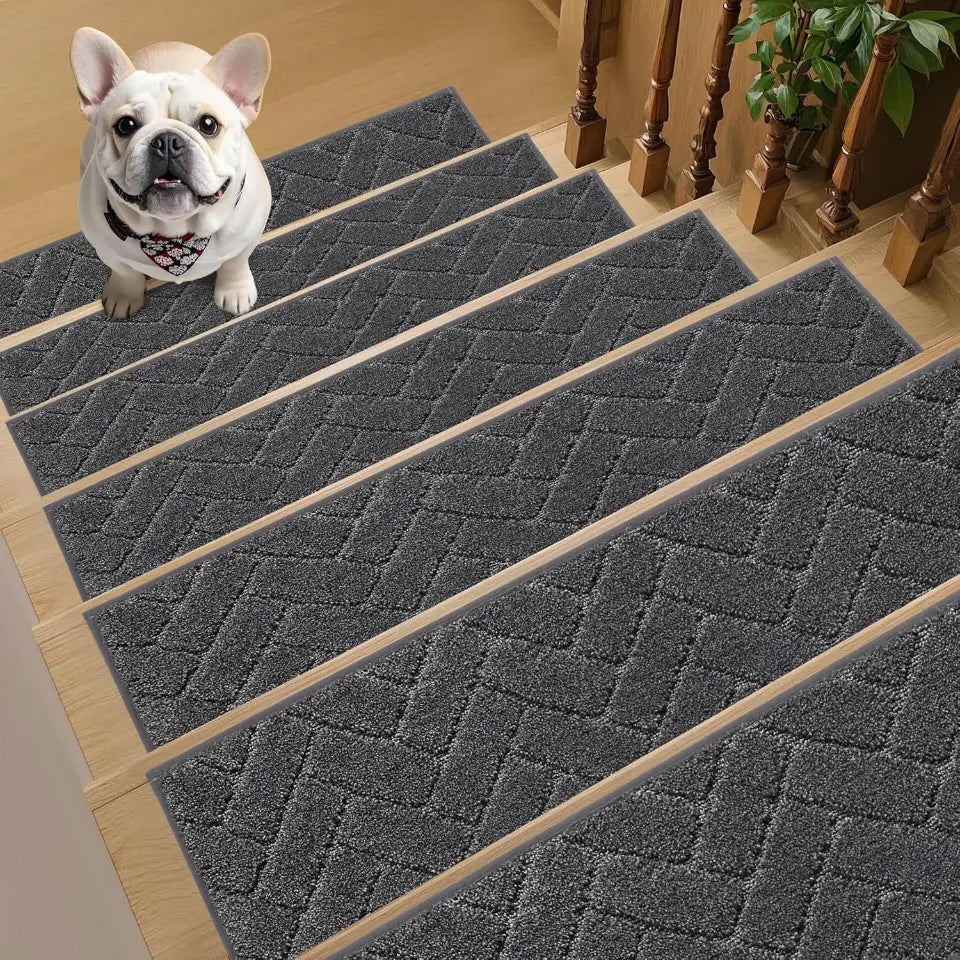 15pcs Black Herringbone Non-Slip Stair Treads
