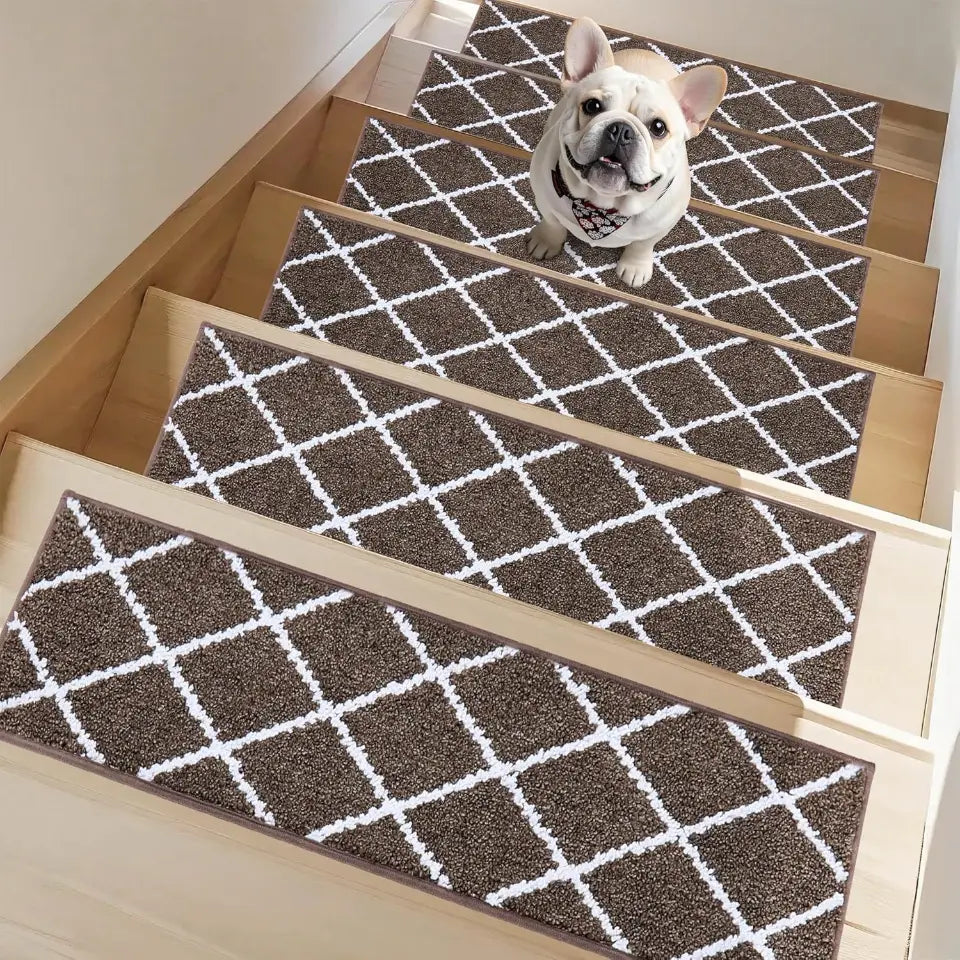 15pcs Brown Diamond Non-Slip Stair Treads