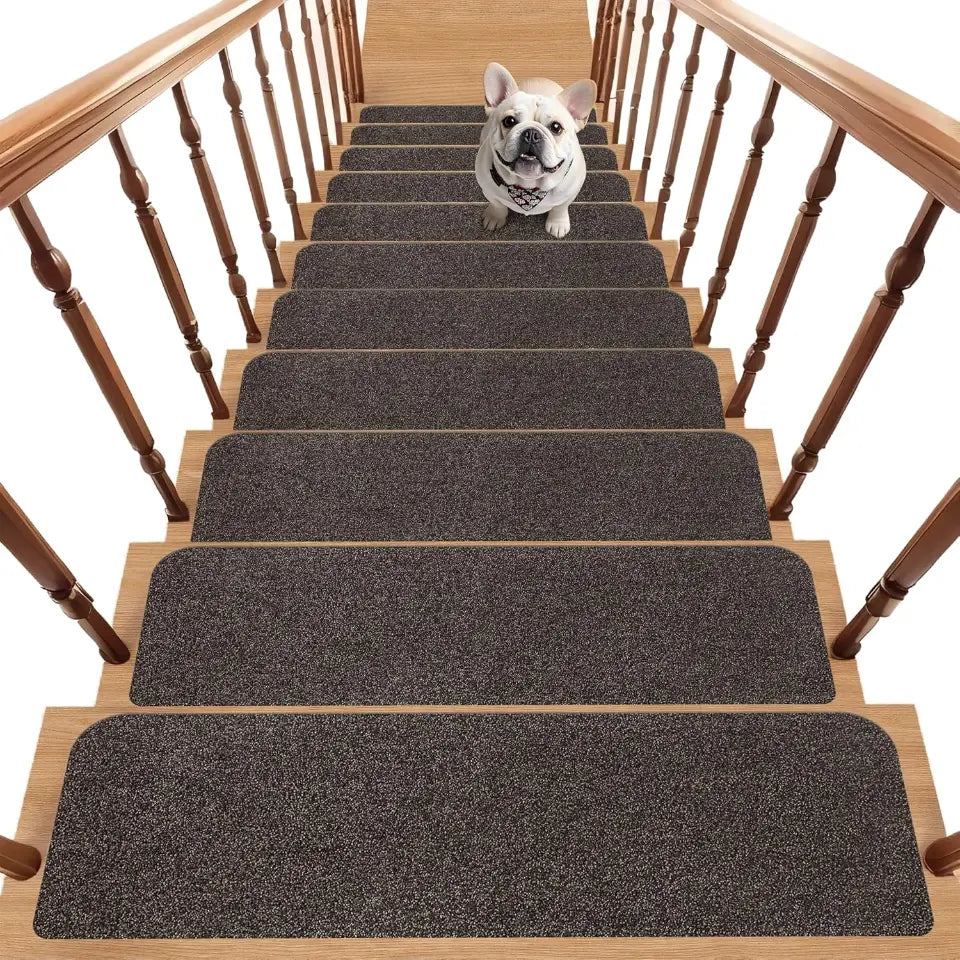 15pcs Brown Plain Non-Slip Stair Treads