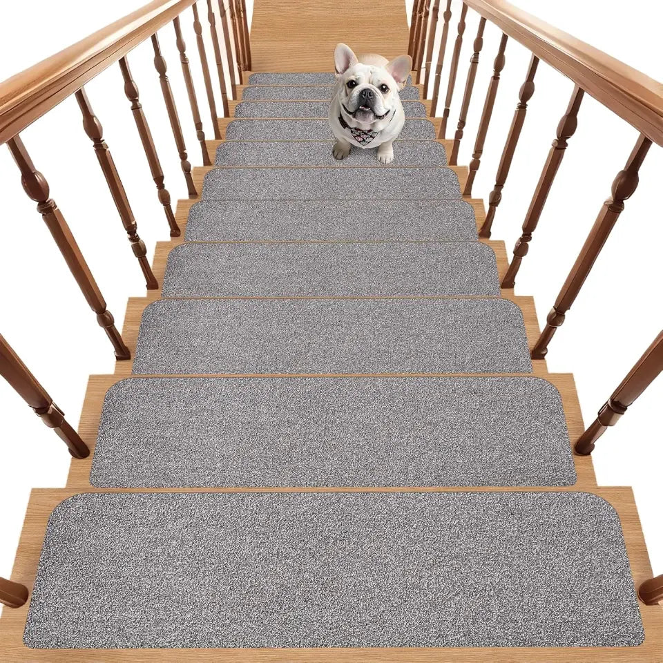 15pcs Light Grey Plain Non-Slip Stair Treads