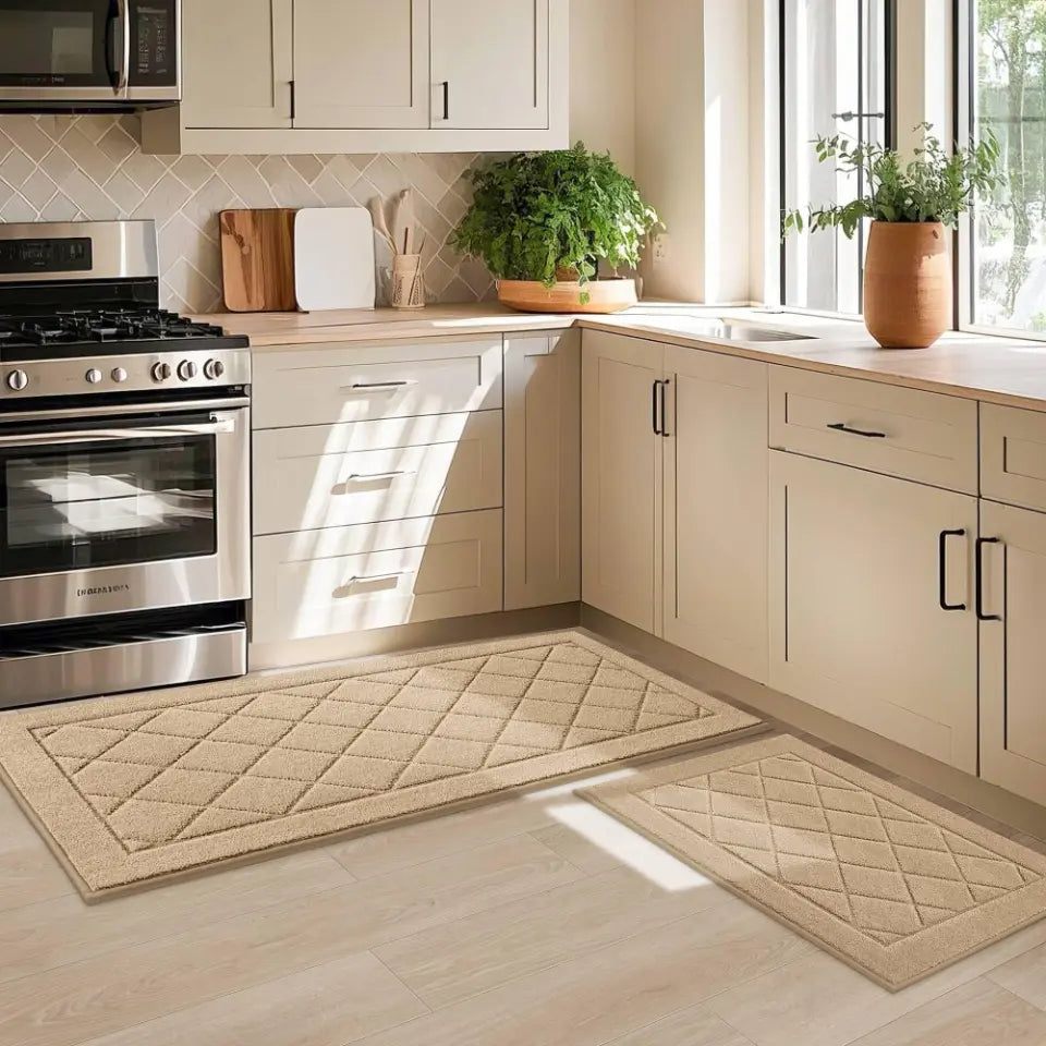 20x32 20x48 Beige Diamond Washable Absorbent Kitchen Mats