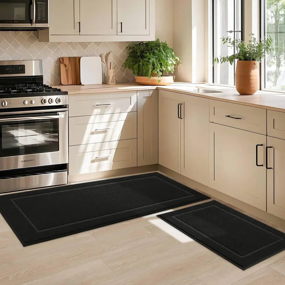 20x32 20x48 Black Bordered Washable Absorbent Kitchen Mats
