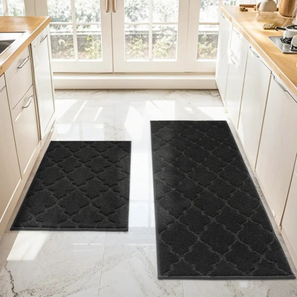 20x32 20x48 Black Trellis Soft Washable Absorbent Kitchen Mats