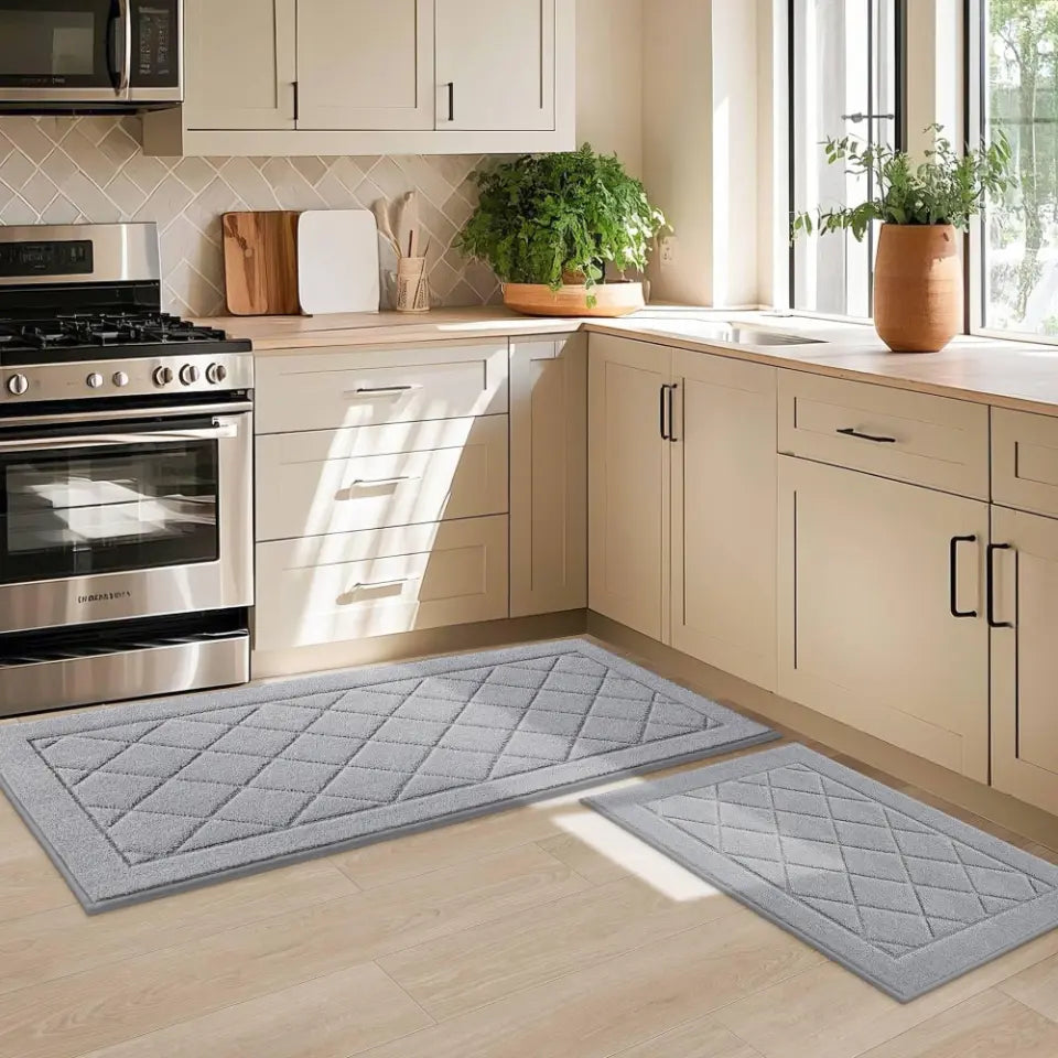 20x32 20x48 Light Grey Diamond Washable Absorbent Kitchen Mats