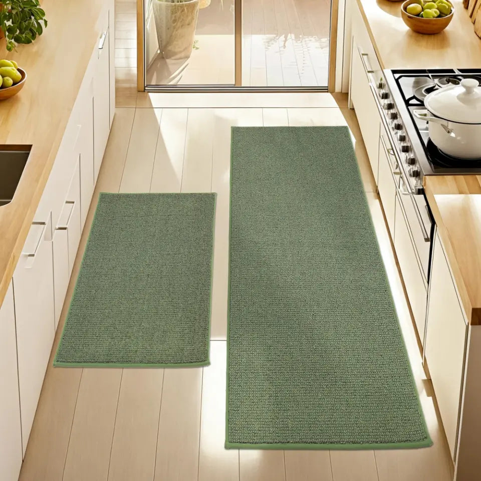 24x36 24x60 Green Plain Washable Absorbent Kitchen Mats