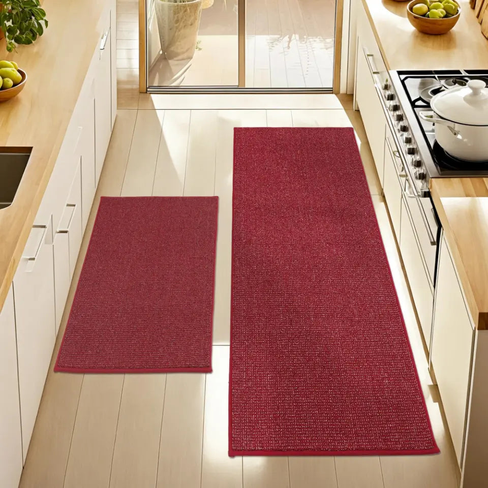 24x36 24x60 Red Plain Washable Absorbent Kitchen Mats