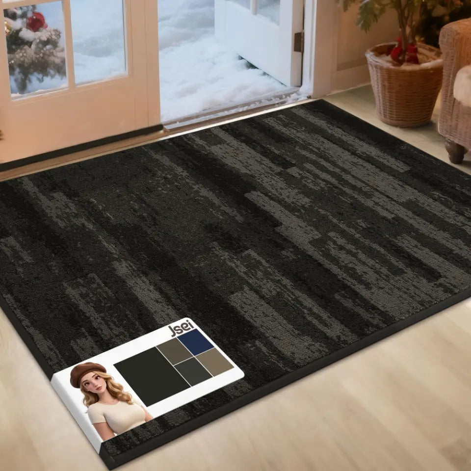 32x48 dark grey doormat on a wooden floor