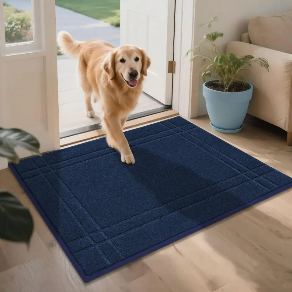 32x48 Navy Blue Double Bordered Muddy Mat