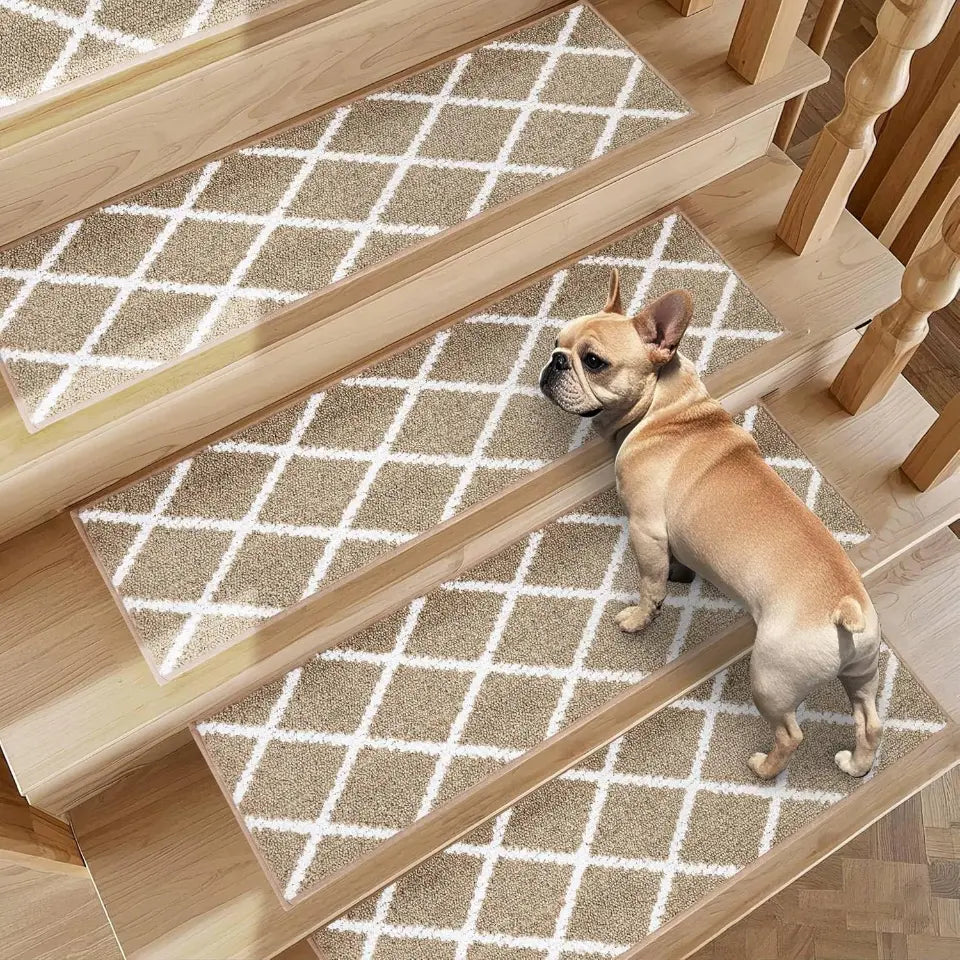 4pcs Beige Diamond Non-Slip Stair Treads