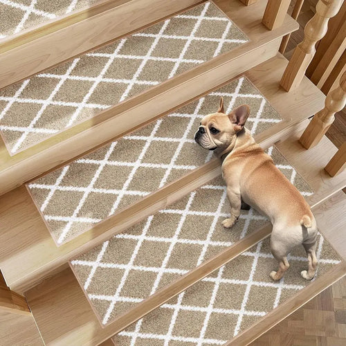 4pcs Beige Diamond Non-Slip Stair Treads