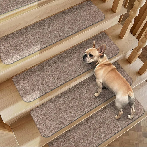 4pcs Beige Plain Non-Slip Stair Treads