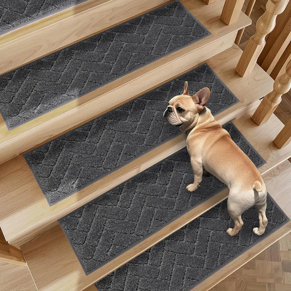 4pcs Black Herringbone Non-Slip Stair Treads