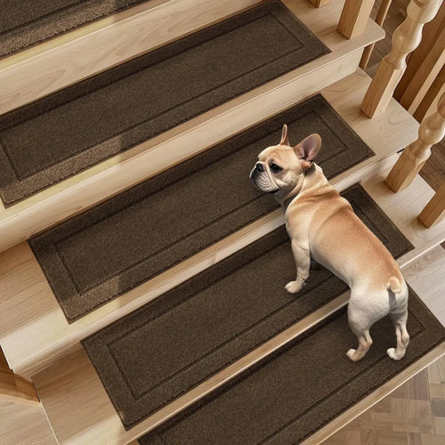 4pcs Brown Bordered Non-Slip Stair Treads