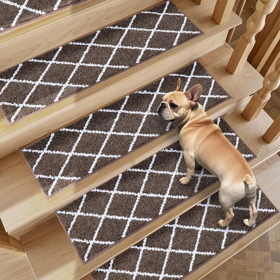 4pcs Brown Diamond Non-Slip Stair Treads