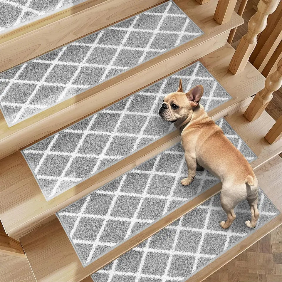 4pcs Light Grey Diamond Non-Slip Stair Treads