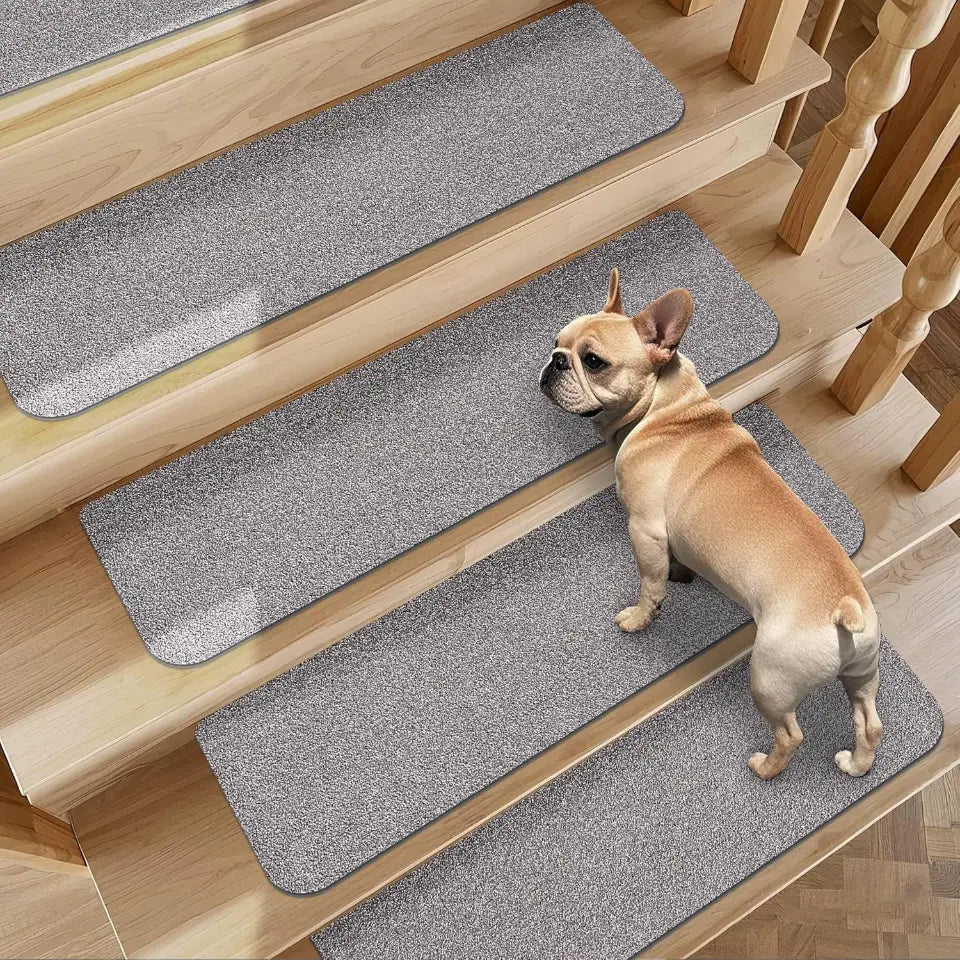 4pcs Light Grey Plain Non-Slip Stair Treads