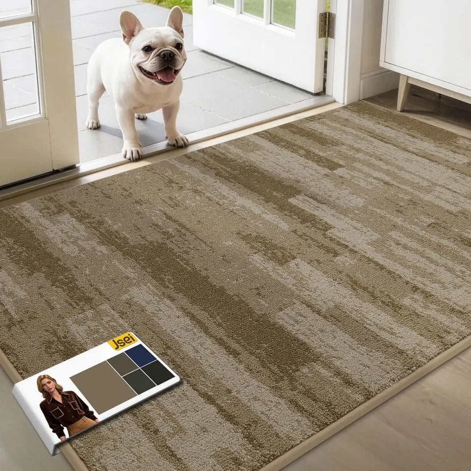 Beige 36x60 Brushstroke Pattern Doormat