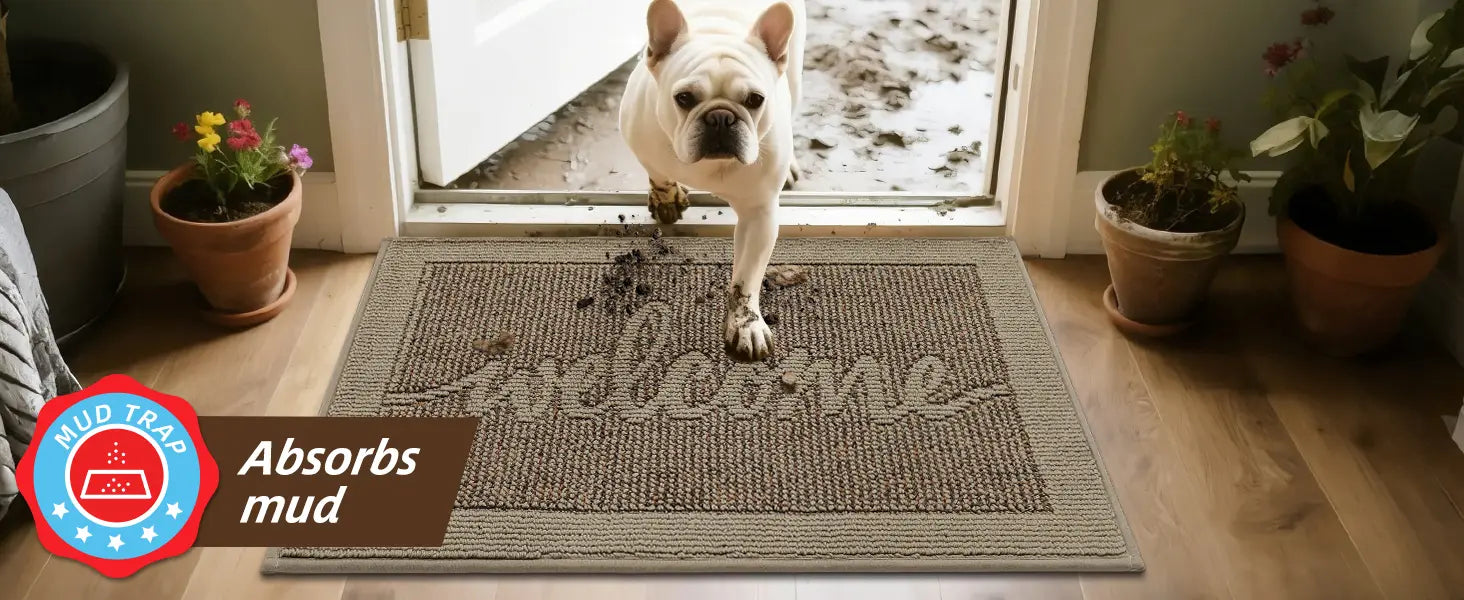 Beige Welcome Door Mat Absorbs Mud