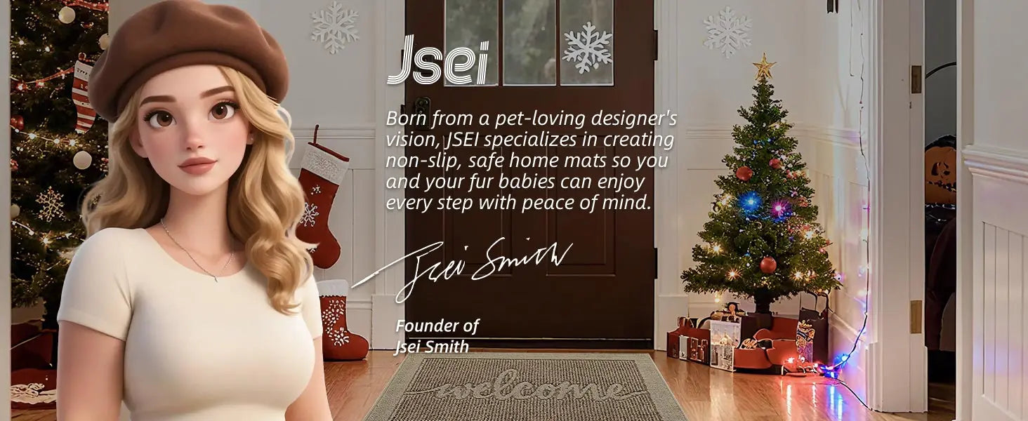 Beige Welcome Door Mat on Entryway