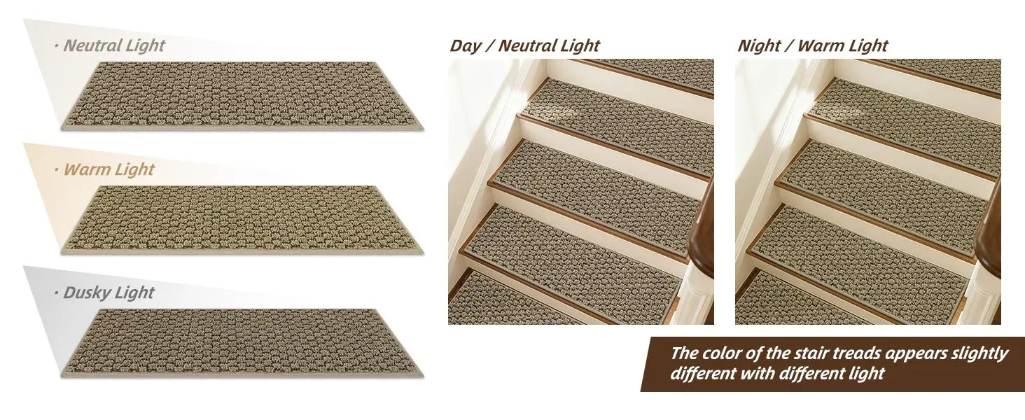 Color Difference under Types Light of Beige Honeycomb Stair Treads
