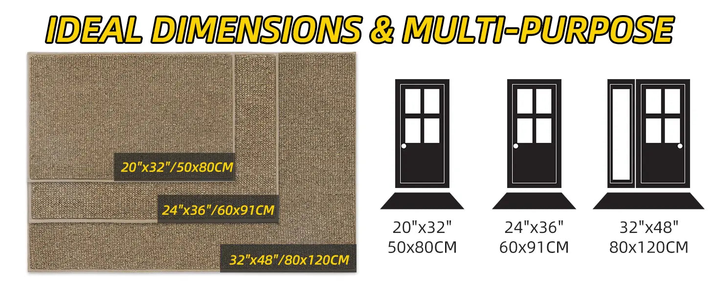 Dimensions Guide of Plain Dirt Trapper Door Mats