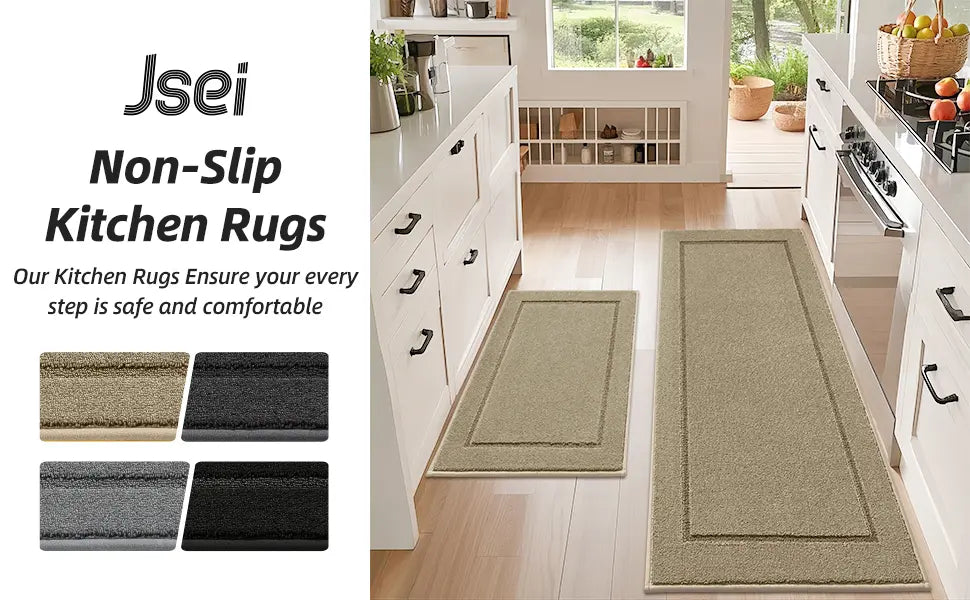 End Banner of Bordered Washable Absorbent Kitchen Mats