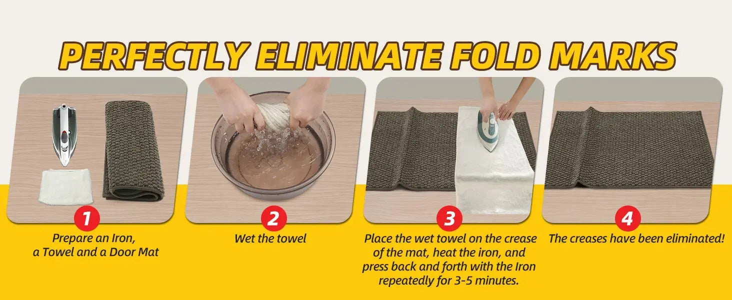 Flattern Creases on Greyish Brown Honeycomb Anti-Slip Entryway Mat