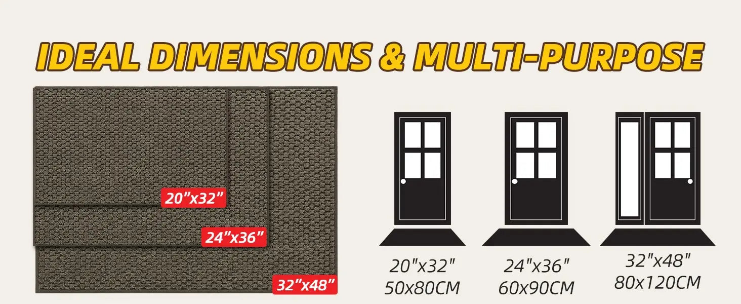 Ideal Size Dimensions of Greyish Brown Honeycomb Anti-Slip Entryway Mat