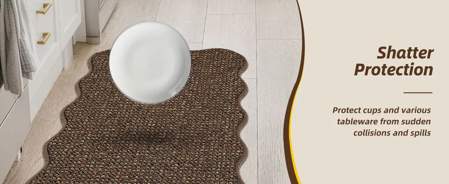 Shatter Protection of Scalloped Edge Kitchen Rug