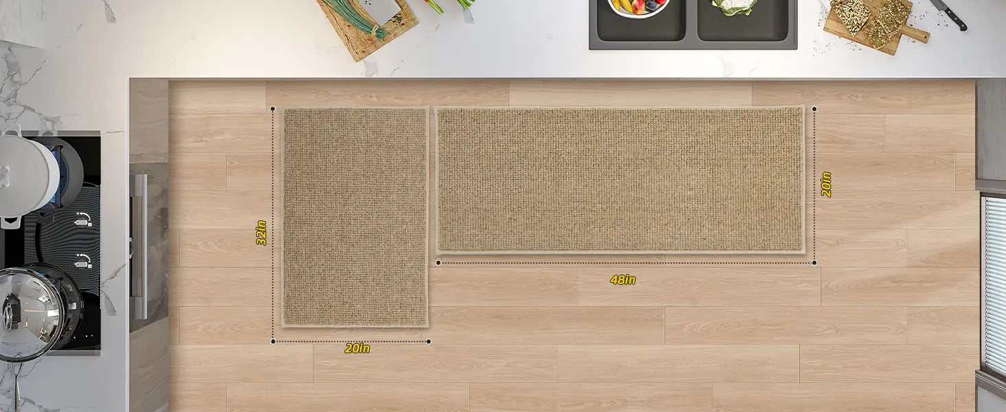 Size Guide of Plain Washable Absorbent Kitchen Mats
