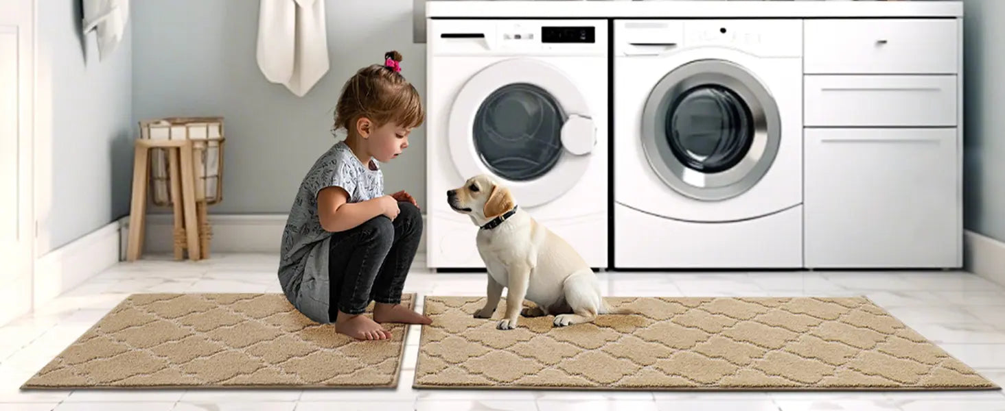 Trellis Washable Absorbent Kitchen Mats for Laundry
