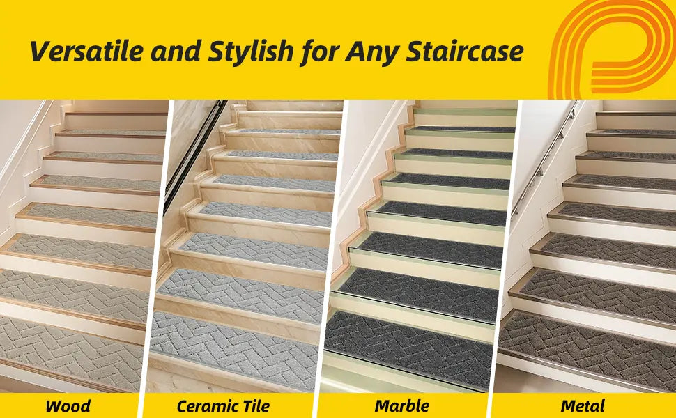 Versatile Staircase Application of Herringbone Non-Slip Stair Treads