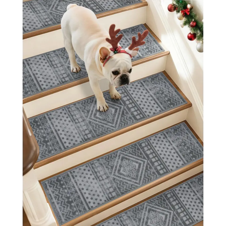 White 15 Pack Geometric Tribal Stair Treads